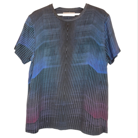 COCURATA Graphic T Evan Gruzis Limited Edition VisionQuest Blue Abstract Stripes - Picture 1 of 9